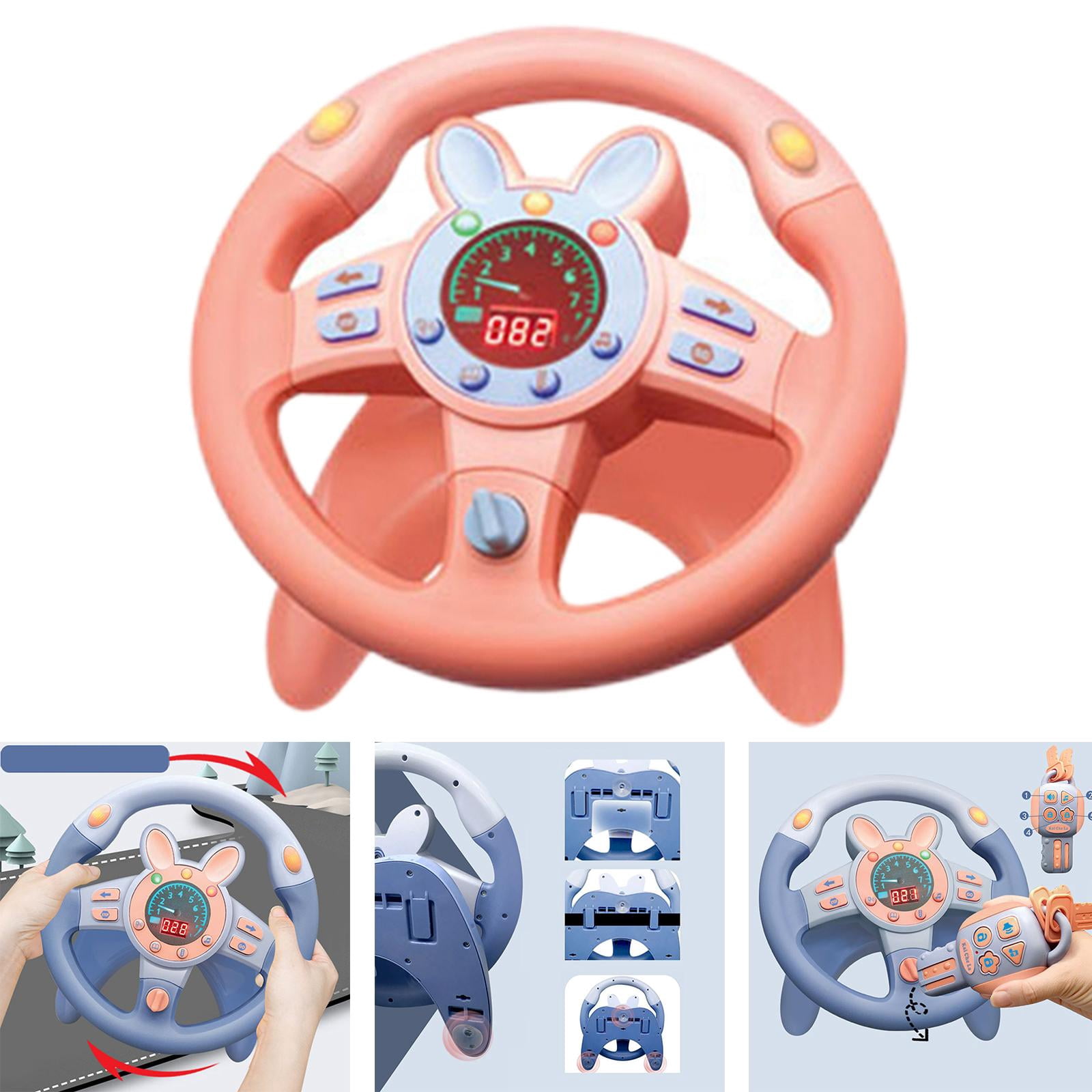 LeeQinersw Steering Wheel Toys, 360 degreeComprehensive Pretend Driving Toy Interactive Driving Pink Round