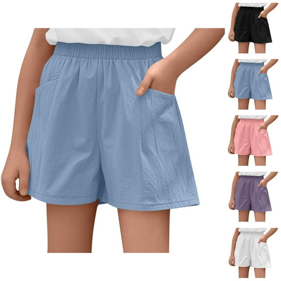 Girls Jean Shorts Stretchy Denim Shorts Girls Girls Summer Shorts Lightweight Loose Fit Linen Comfortable Casual Playwear Breathable Soft Stretchy Elastic Waist Outfits