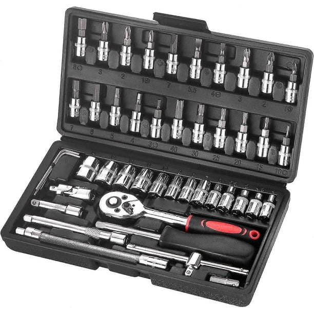 46 Pieces Chrome Vanadium Socket Set 1/4" Adapter Set Socket Set for Car DIY