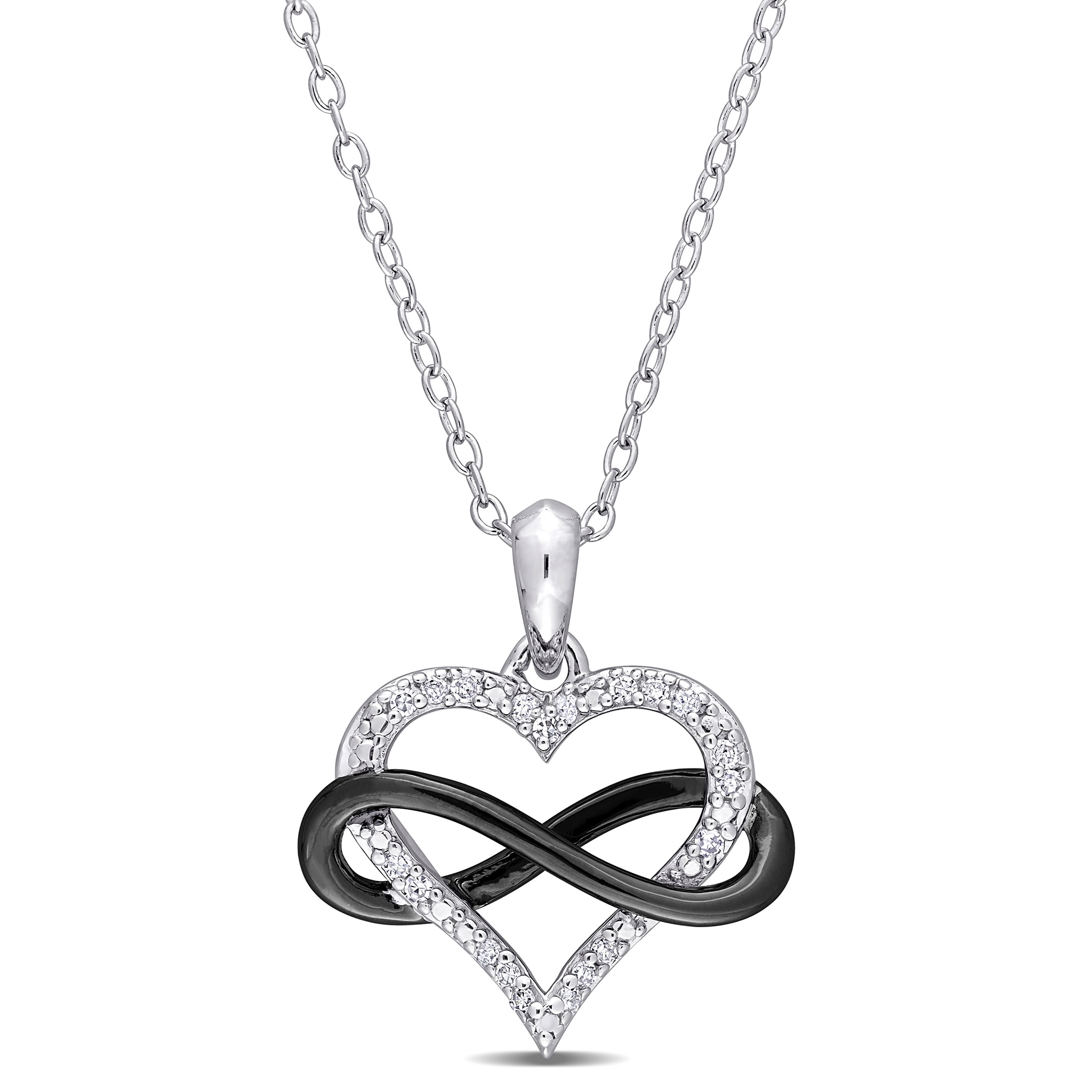 Infinity Diamond 10K Ravishing Rose Gold Heart White Diamond Necklace Pendant 
