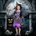 thumbnail image 5 of Disfraz de bruja de Halloween para niños, conjunto de disfraz de bruja, disfraz de Halloween con accesorios para niñas, 5 of 5