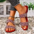 thumbnail image 4 of Beach Flat Sandals for Women, Solid Color Slip-On Style with Sequined Rhinestone Strap, Soft Footbed, Open-Toe Design, Lightweight Sole, Breathable Summer Footwear, 4 of 9