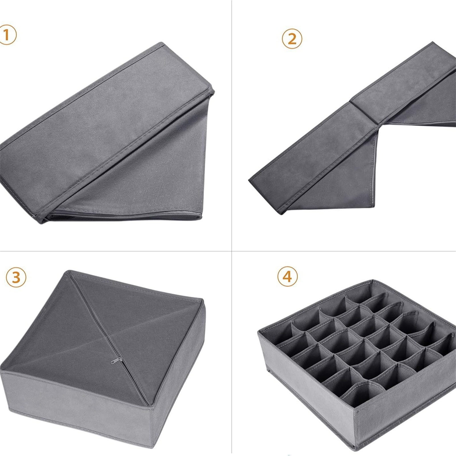 Daiosportswear Sock Underwear Organizer Dividers, 24 Cell Fabric Foldable Drawer Organizer for Dresser Closet Organizers and Storage Boxes,Large Capacity Organizing Box