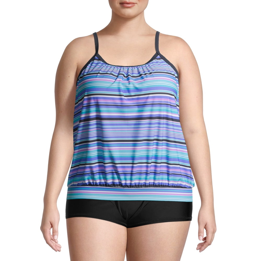 Free Tech Free Tech Women's Plus Size Athletic Blouson Tankini