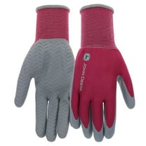 John Deere JD37216-WML Gloves, Women's, M/L, 3.82 in L, Knit Wrist, Seamless Cuff, Nitrile Coating, Gray/Maroon