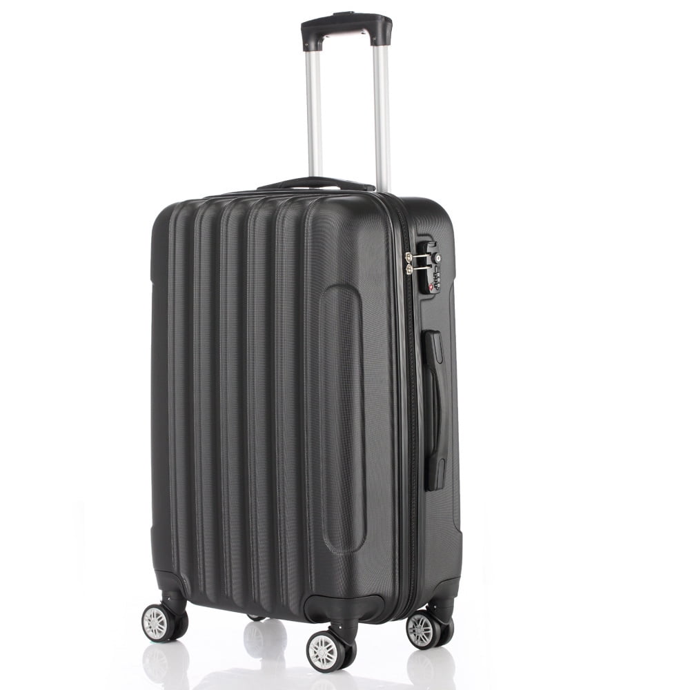 Tcbosik 3-Piece Set ABS Luggage Sets, Large Capacity Carry-on Luggage, Expandable Checked Suitcase Set for Travel Business, 20"/24"/28", Black