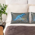 thumbnail image 2 of KLL Fun Riding Dinosaur Pattern Silk Pillowcase for Hair and Skin Standard Size 20"X 30" Soft Breathable Pillow Covers for Sleeping, 2 of 7