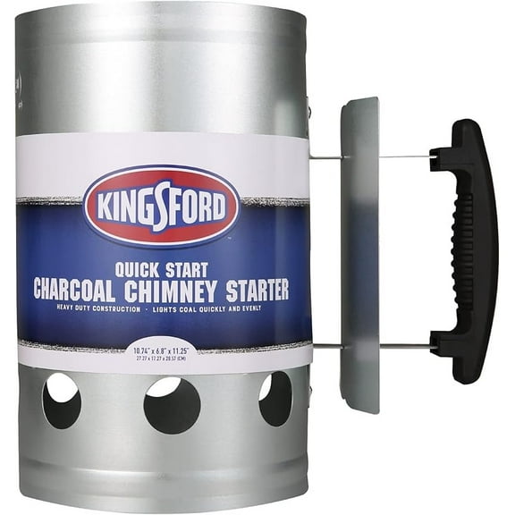 KINGSFORD Heavy Duty Deluxe Charcoal Chimney Starter | BBQ Chimney Starter for Charcoal Grill and Barbecues, Compact Easy to Use Chimney Starters and BBQ Grill Tools, Silver
