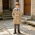 thumbnail image 2 of Ticikt Kids Long Trench Coat, Doubleâ Belted Windbreaker, Classic Lapel Outerwear for Boys Girls Fall Spring, 2 of 5