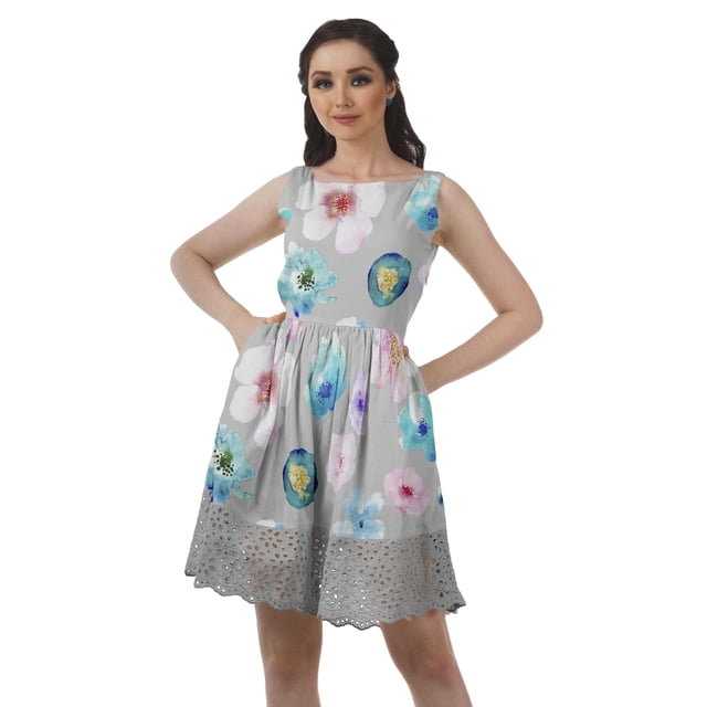Moomaya Robe en Dentelle Style Vintage pour Femmes, Robe Courte d'Été Décontractée en Coton Imprimé