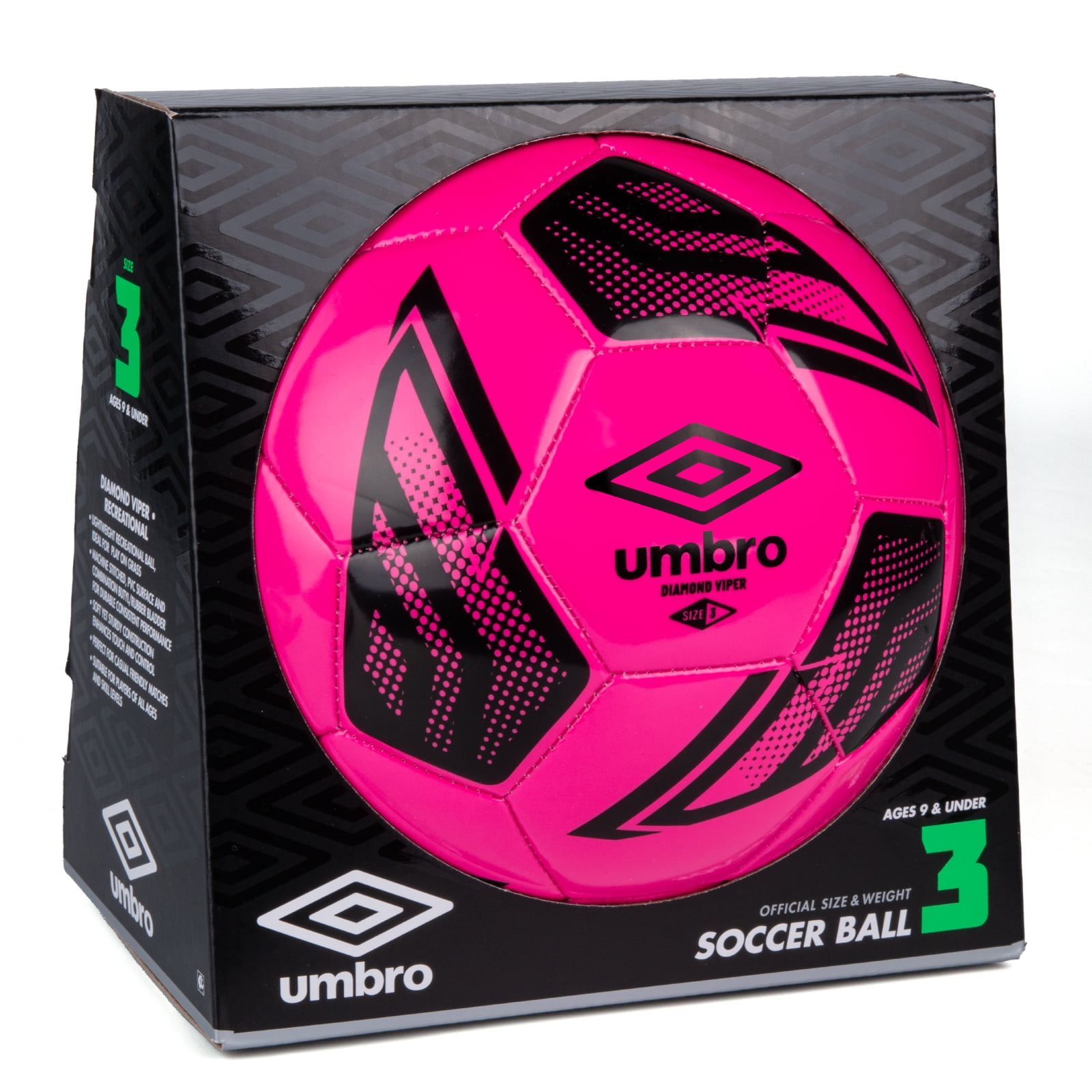 (4 pack) Umbro Diamond Viper Size 3 Soccer Ball, Pink