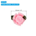 thumbnail image 2 of Uxcell Mini Satin Ribbon Roses Small Rosettes Fabric Flowers with Green Leaves Pink 30 Pcs, 2 of 6