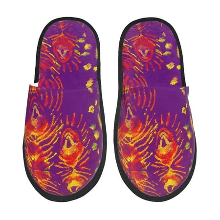Balery Bright Textured Animal Slient Indoor Furry Fleece Comfort House Shoes Soft Non-Slip Home Shoes Cotton slippers House Slippers-- Large