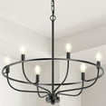 thumbnail image 2 of Height Adjustable Mid-Century Chandelier with 6 Lights - Stylish Ceiling Light Fixture for Dining Room, Living Room, Bedroom, and Kitchen, Includes Sloped Ceiling Adapter, 2 of 8