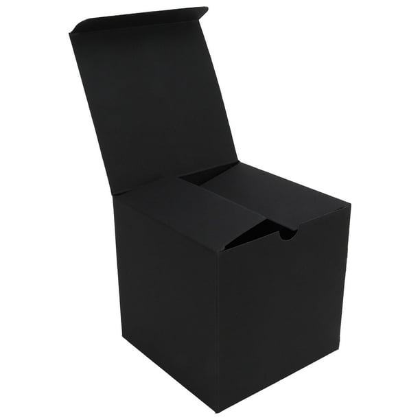 Pack De 15 Cajas De Regalo Negras Kraft 10x10x10 Cm - Con Tapa, Plegables Y Ecológicas