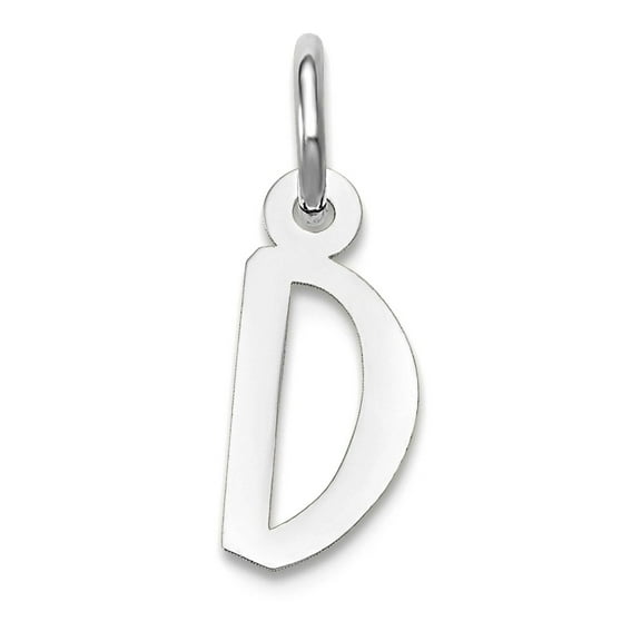 6mm 10k White Gold Small Slanted Block Letter Name Personalized Monogram Initial D Charm Pendant Necklace for Women