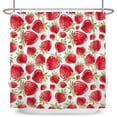 thumbnail image 4 of SUNOLIFE Red Strawberry Shower Curtain Summer Fruit Waterproof Fabric Bathroom Curtain 72x72 in, 4 of 4