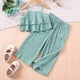 thumbnail image 2 of Odeerbi 1-13 Años Conjunto de Verano Para Niñas Camisola Con Volantes de Algodón Pantalones de Pata Ancha Conjunto de Dos Piezas Camiseta de Rayas Onduladas Pantalones Sueltos Conjunto, 2 of 7