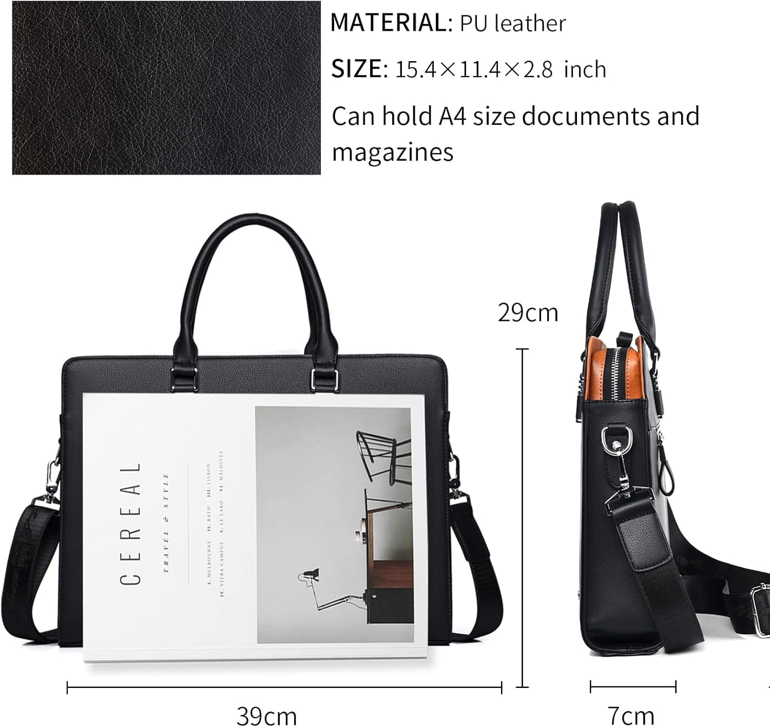 FSD.WG]Business Bag Leather Briefcase Shoulder Laptop Business Bag for Men