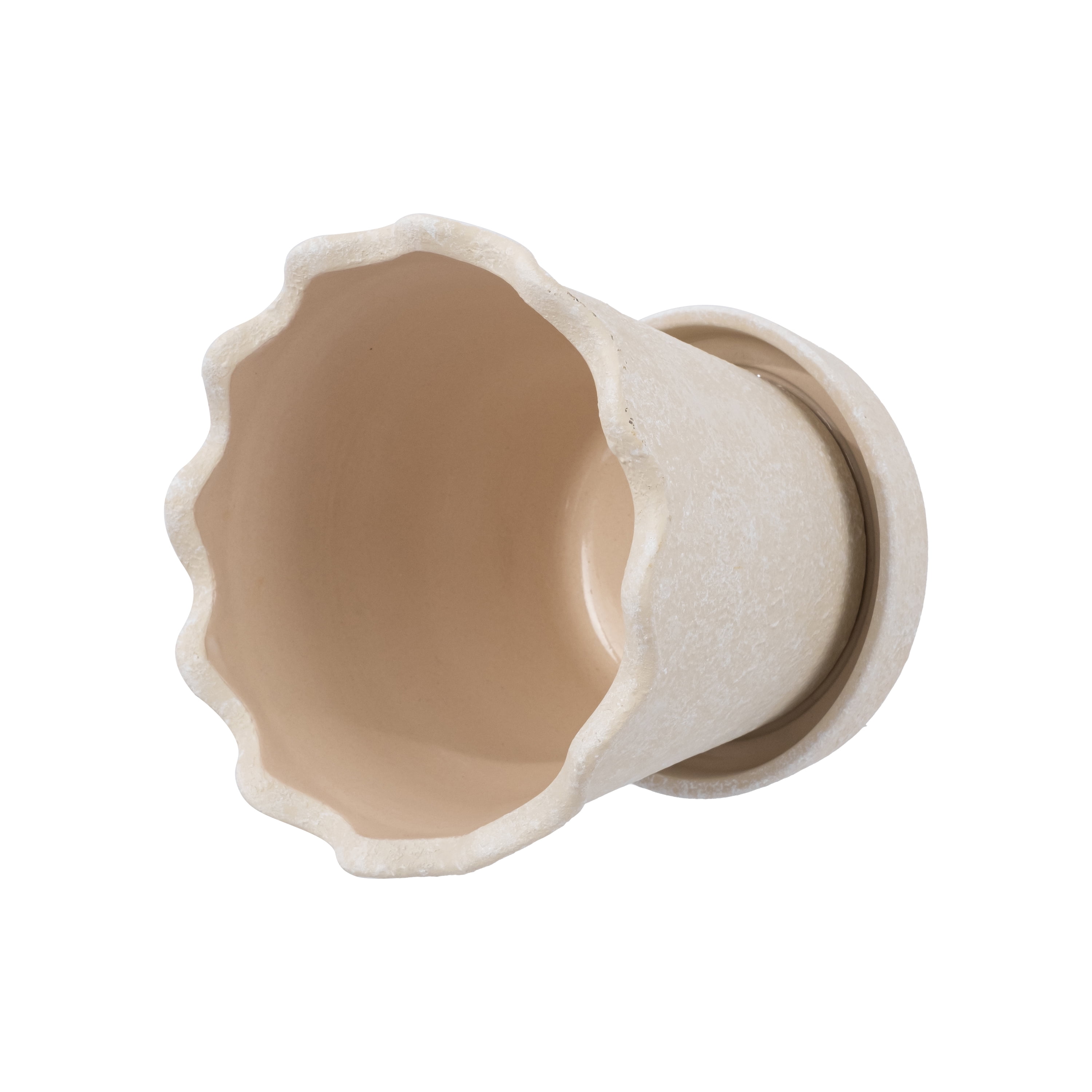 My Texas House Wave Ceramic Planter Pot, Cream, 8 inch