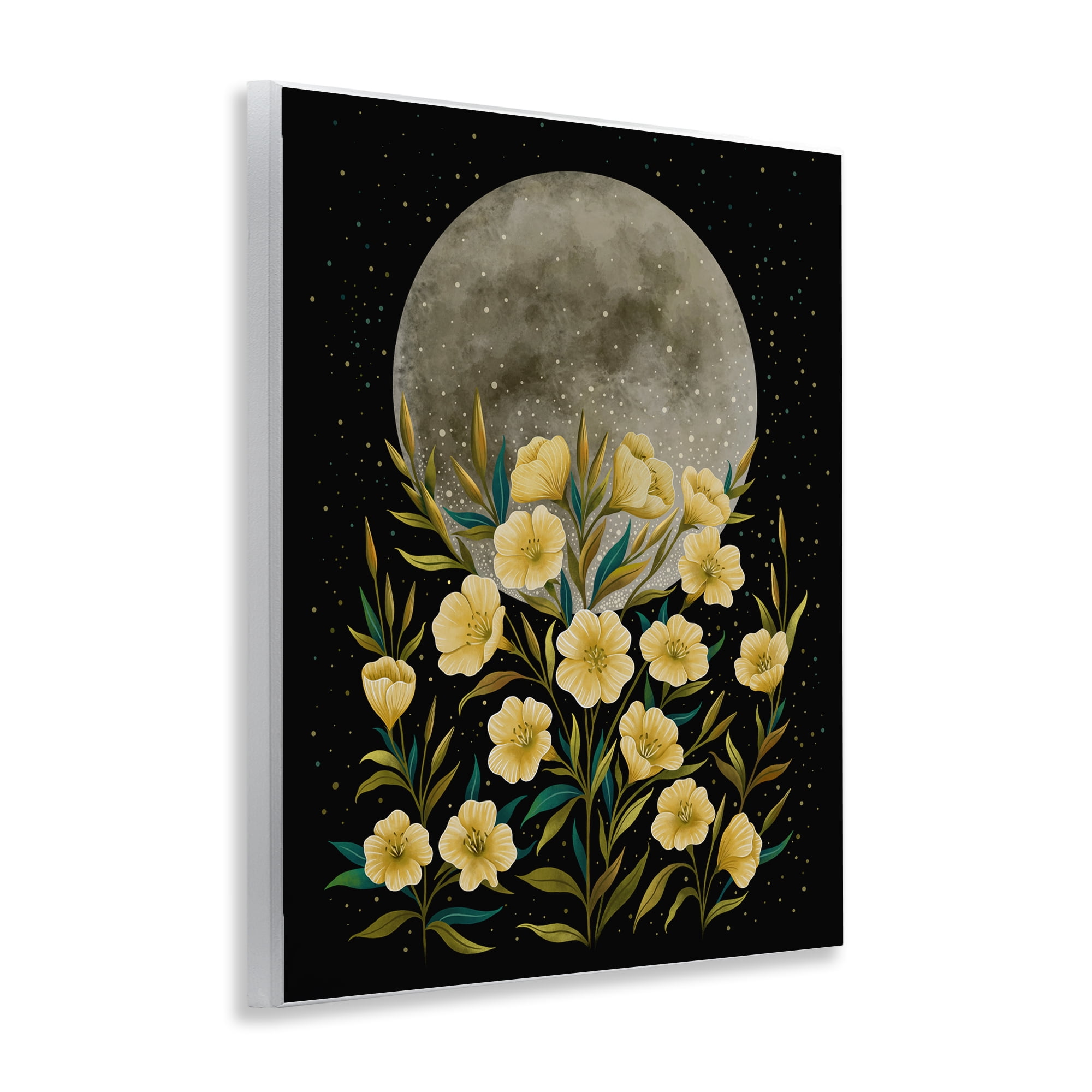 Stupell Industries Moon Greeting Yellow Flowers Wall Plaque Art, design by Episodic Drawings