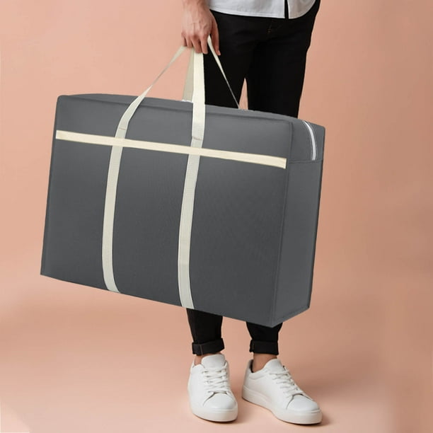 Bolsa De Almacenamiento De Viaje, Bolsa De Lona Portátil De Gran Capacidad Para Mudanzas Y Organización, Color Gris