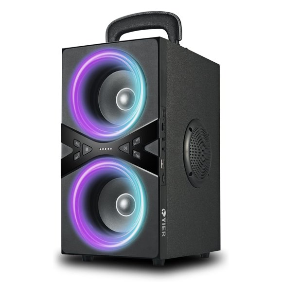 YIER Bluetooth Speakers, Wireless TWS Portable Speaker with Lights,100dB Loud Subwoofer 80w(Peak) Stereo Sound, Bassup Technology, Long Playtime for