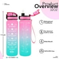 thumbnail image 2 of 32 oz Water Bottles with Straw & Strap, Motivational Water Bottles with Times to Drink, BPA Free Reusable Sports Water Bottle with Sleeve Carrier for Hiking, Travel, Running or Fitness, 2 of 7