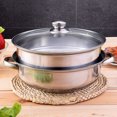 thumbnail image 3 of 2 Piece Steamer Pot Stainless Steel Food Steam Cooking Vegetable Steaming Kitchen Cookware Steamer Saucepot Double Boiler, 3 of 9