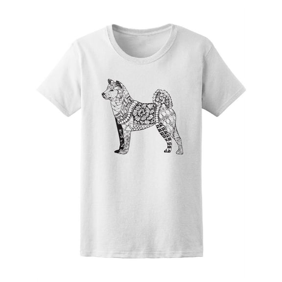 Akita Dog Tribal Art T-Shirt Women -Image by Shutterstock, Female Medium