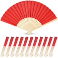thumbnail image 1 of Ventiladores de mano plegables de papel JOHOUSE, 20 cm, 12 unidades, color rojo, 1 of 6