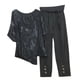 thumbnail image 2 of ICHUANYI Clearance Women's Print Crewneck Short Sleeve Pullover Shirt Tops + Pants Trousers Set(Dark Gray, S) ICHUANYI WER2023081005972, 2 of 6
