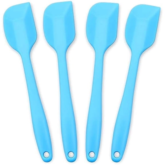 4Piece Silicone Spatulas Set Heat Resistant 600°F Seamless SteelCore Rubber Spatulas for Nonstick Cookware ALLWIN HOUSEWARE Uniform Length Kitchen Spatulas for Cooking & Baking, Blue