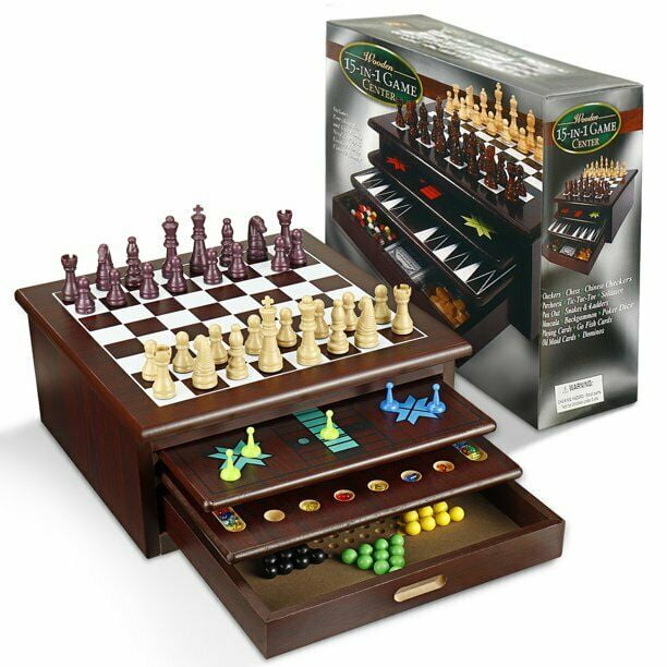 Wood Chess Games Board Checkers Snakes Ladders Wooden House Set
