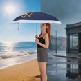 thumbnail image 5 of Unique Bargains 1 Pc Folding Umbrella Lightweight Two-color Travel Umbrella Navy Blue White, 5 of 6