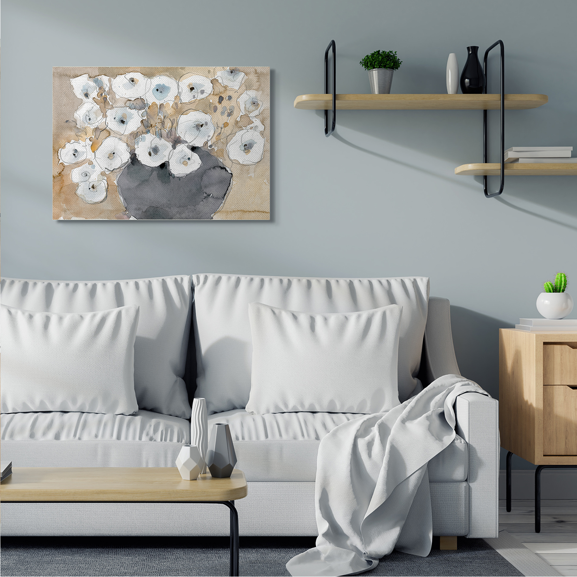 Stupell Industries Abstract White Blossom Bouquet Neutral Grey Brown Canvas Wall Art, 30 x 40, Design by Samuel Dixon