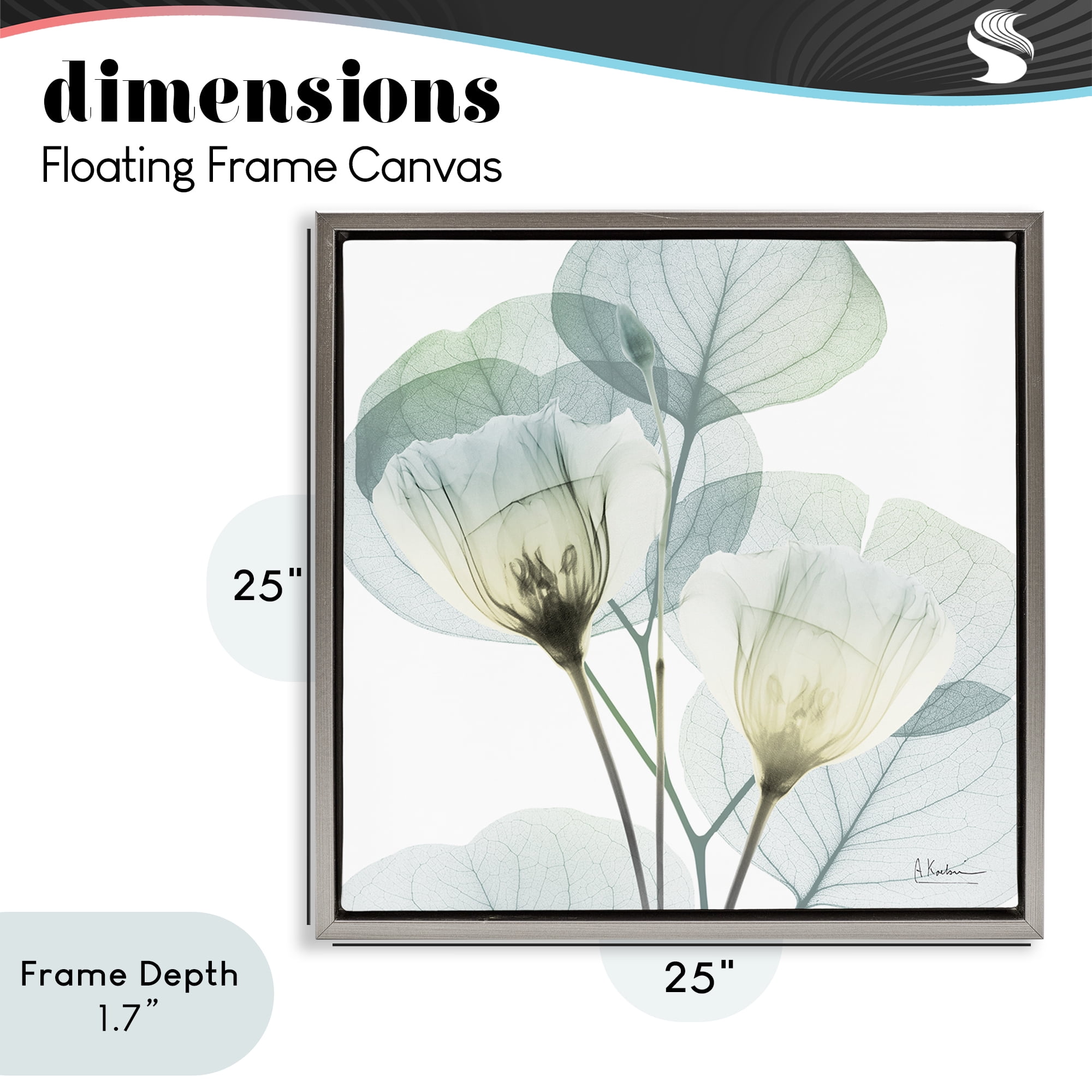 Stupell Industries Divine Fate Flower Leaves Gray Framed Floater Canvas Wall Art, design by Albert Koetsier