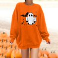 thumbnail image 2 of Halloween Sweatshirt for Women Hoodless Sweatshirt Casual Long Sleeve Graphic Crewneck Pullover Top for Women Orange XL, 2 of 7