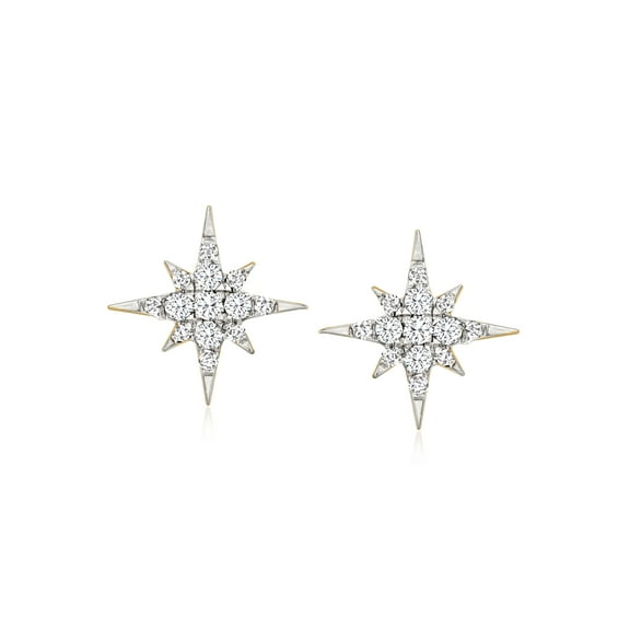 Pure Collection by Ross-Simons 0.15 ct. t.w. Diamond Star Stud Earrings in 14kt Yellow Gold, Women's, Adult