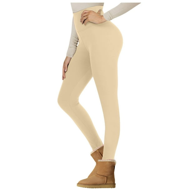Leggings de mujer con forro polar y cintura alta - Pantalones de yoga cálidos para invierno, térmicos suaves, poliéster spandex, S-XXL