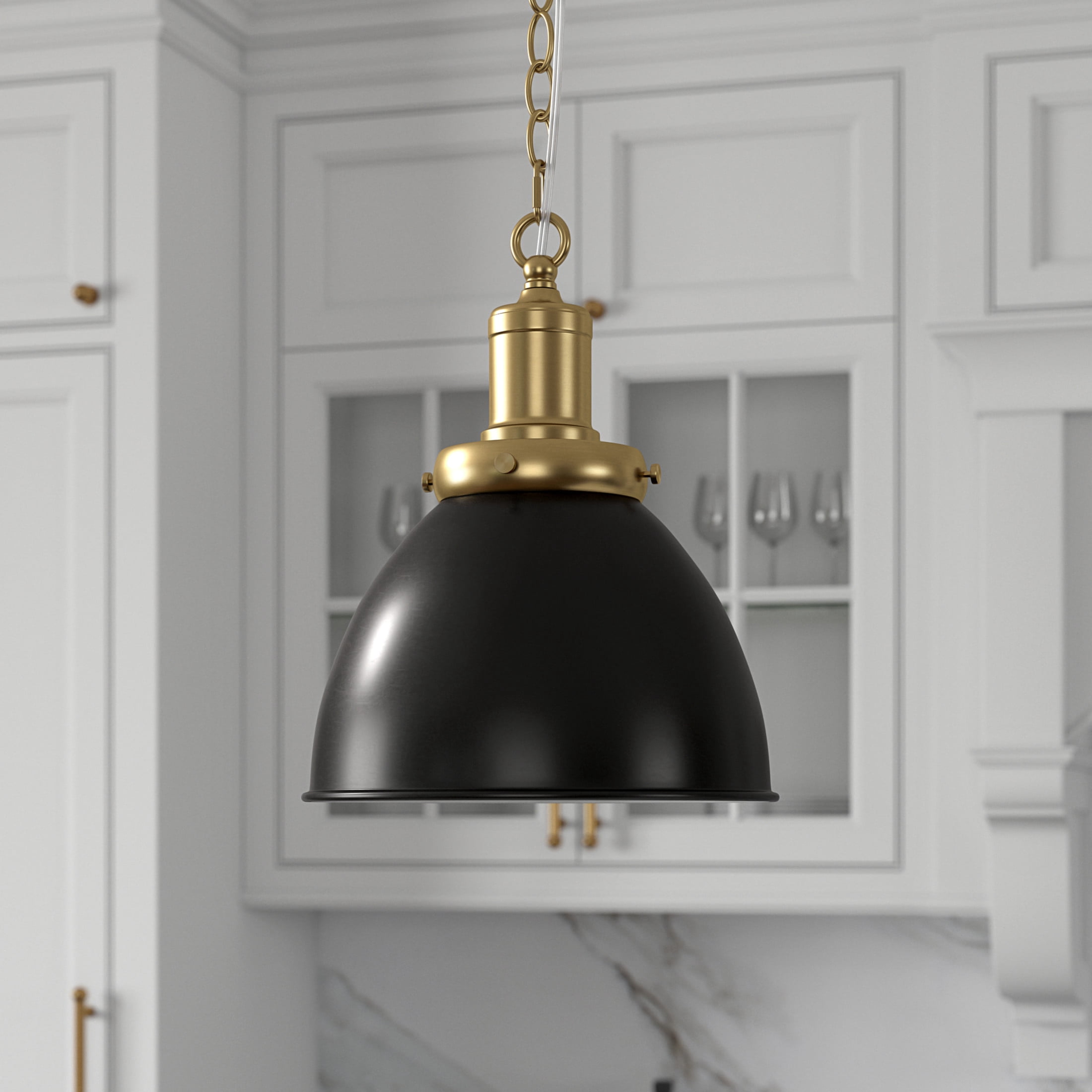 Evelyn&Zoe Industrial 12" Wide Blackened Bronze/Brass Pendant