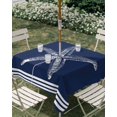 thumbnail image 2 of Square Outdoor Tablecloth with Umbrella Hole Navy Blue Starfish Coastal Table Cloth Waterproof Patio Table Cover Nautical Seaside Farmhouse Striped Zipper Tablecloths for Picnic Camping 54x54 Inch, 2 of 8