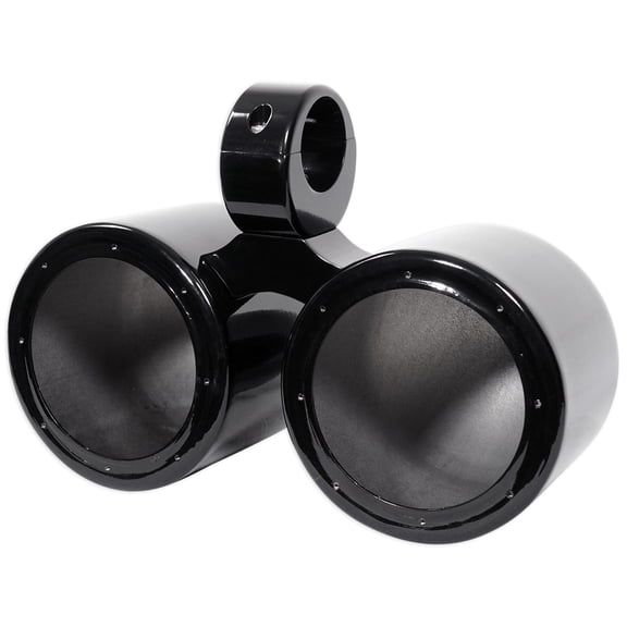 Rockville DMAC65B Dual 6.5 in Black Aluminum Wakeboard Tower Speaker Enclosure with Universal 2 in-2.5 in Clamps, Waterproof, High Efficiency Design