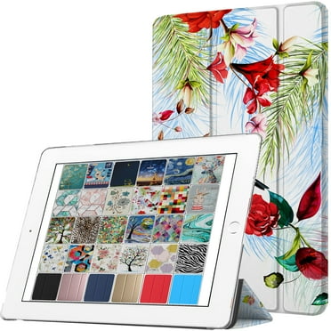 DuraSafe Cases For iPad PRO 2016 - 9.7" Slimline Series Lightweight Protective Cover with Dual Angle Stand & Clear PC Back Shell - Birds & Flowers