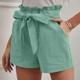 thumbnail image 2 of Women's High Waisted Baggy Shorts Summer Ruffle Hem Bow Tie Waistband Trendy Casual Shorts with Pockets S-2XL, 2 of 8