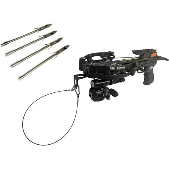 Mini Striker Compound Self Cocking Fishing Crossbow with STIRUP Kit Includes 4 Steel Fishing Bolts
