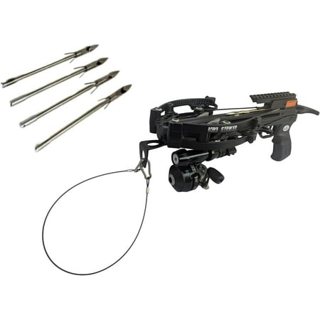 Mini Striker Compound Self Cocking Fishing Crossbow with STIRUP Kit Includes 4 Steel Fishing Bolts