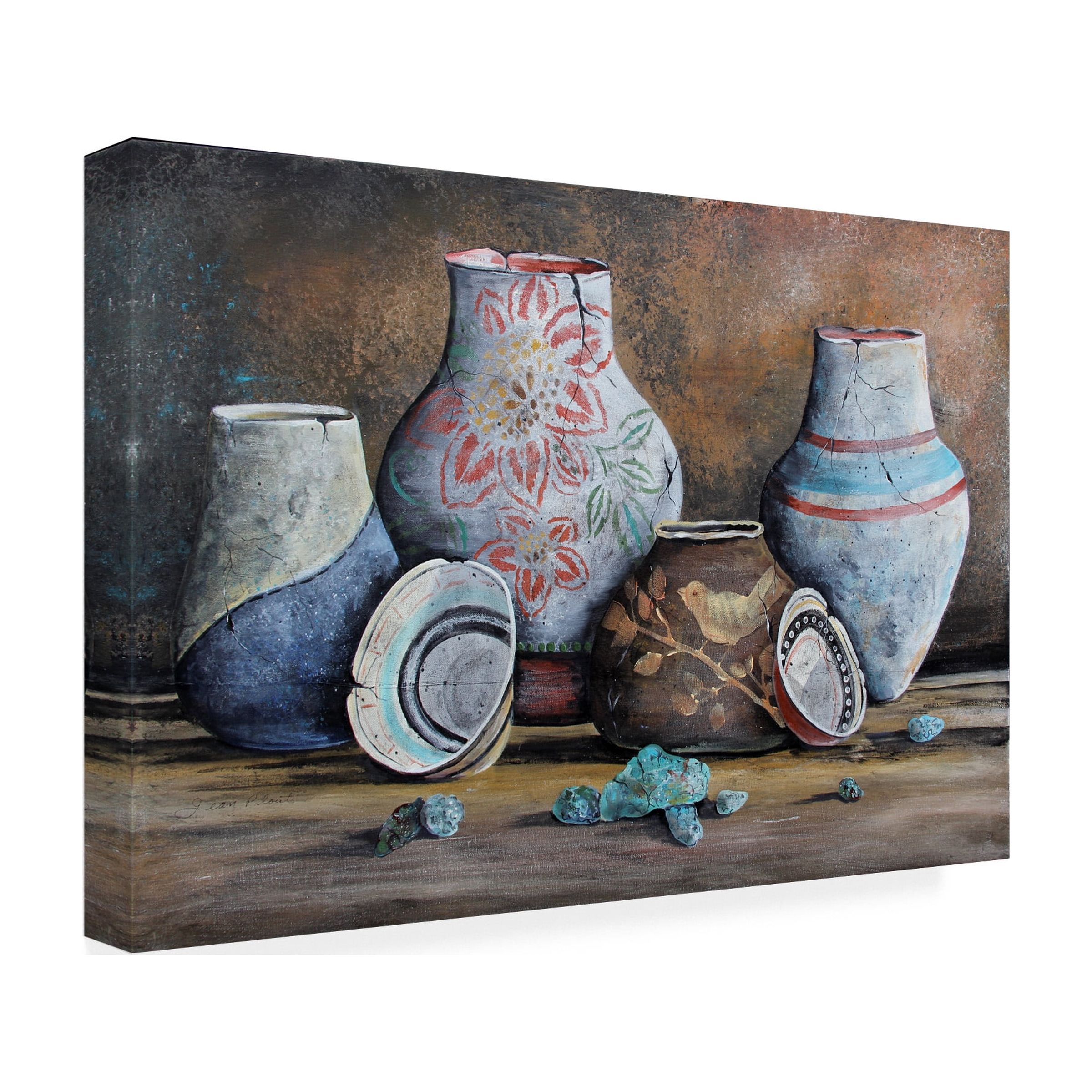 Trademark Fine Art Jean Plout Clay Pottery Still Life 3 Canvas Wall Art - 12x19