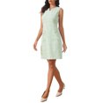 thumbnail image 4 of Tweed Dress for Women's Elegant Plaid Sleeveless Tank Dress Spring Summer Business Casual Work Mini Dress M Light Green, 4 of 5