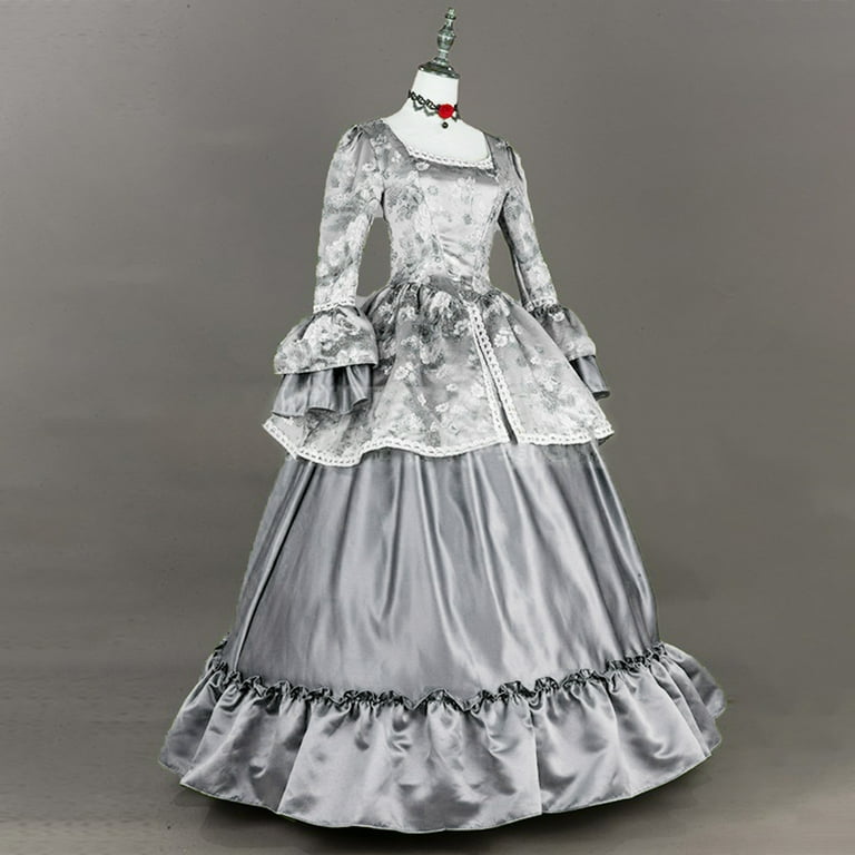 yoeyez Victorian Dress Women Rococo Ball Gown Vintage Medieval Dress Plus  Size Lace Up Cinch Corset Dress Flare Sleeve Wedding Guest Long Gothic  Costumes Gray,L - Walmart.com